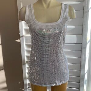 White sequin tank top